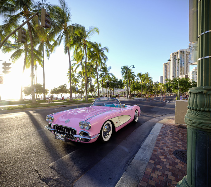 pink chevrolet rendered at RebusFarm