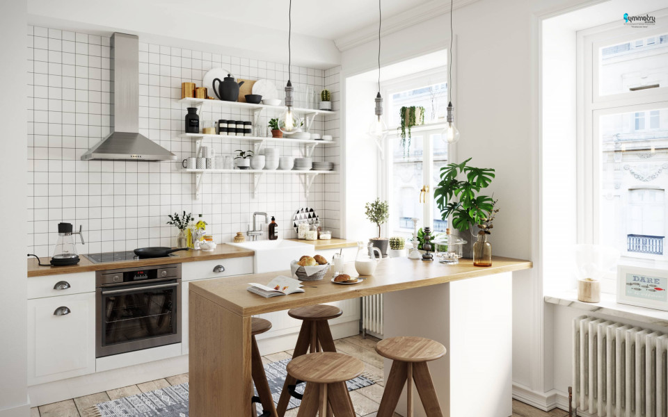 3D White Kitchen